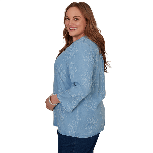 Plus Size Alfred Dunner Camden Market Tonal Embroidered Soft Hen - image 