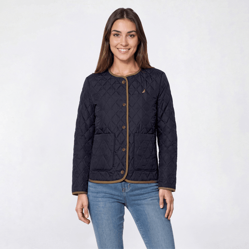 Womens Nautica Long Sleeve Solid Quilted Barn Jacket - image 