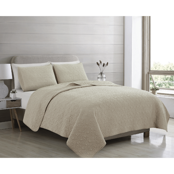 Patina Vie 3pc. Zafira Cotton Stitched Embroidered Quilt Set - image 