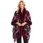 Plus Size Ali Miles Long Sleeve Fur Trim Cuff Plaid Open Fringe - image 1
