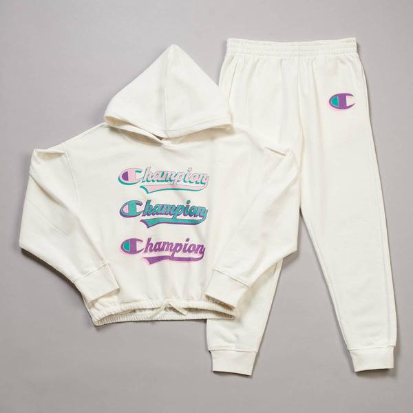 Girls (7-16) Champion(R) Repeating Glitter Logo Hoodie & Jogger Set - image 