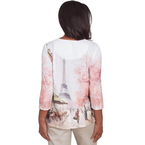 Womens Alfred Dunner Coming Up Roses Paris Scene Knit Tee