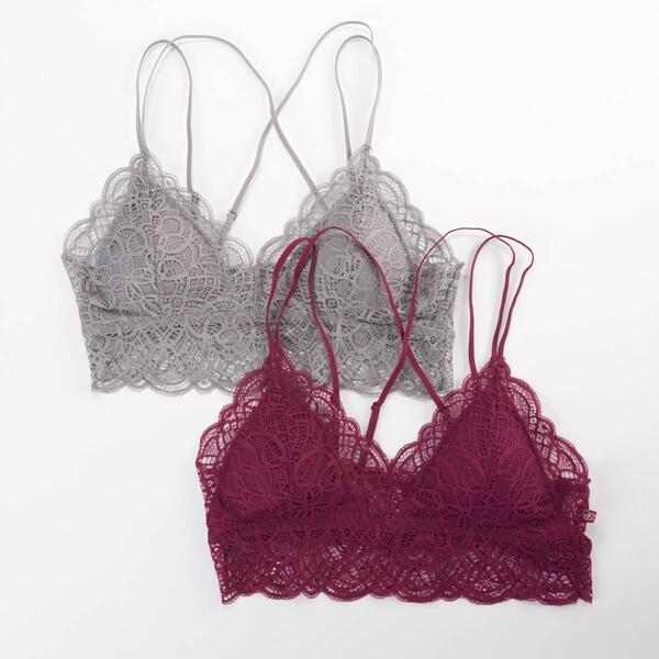 Womens Jessica Simpson 2pk. Lace Strappy Bralettes JS17658BKMX - image 