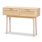 Baxton Studio Baird Oak Brown Wood/Rattan 2-Drawer Console Table - image 1