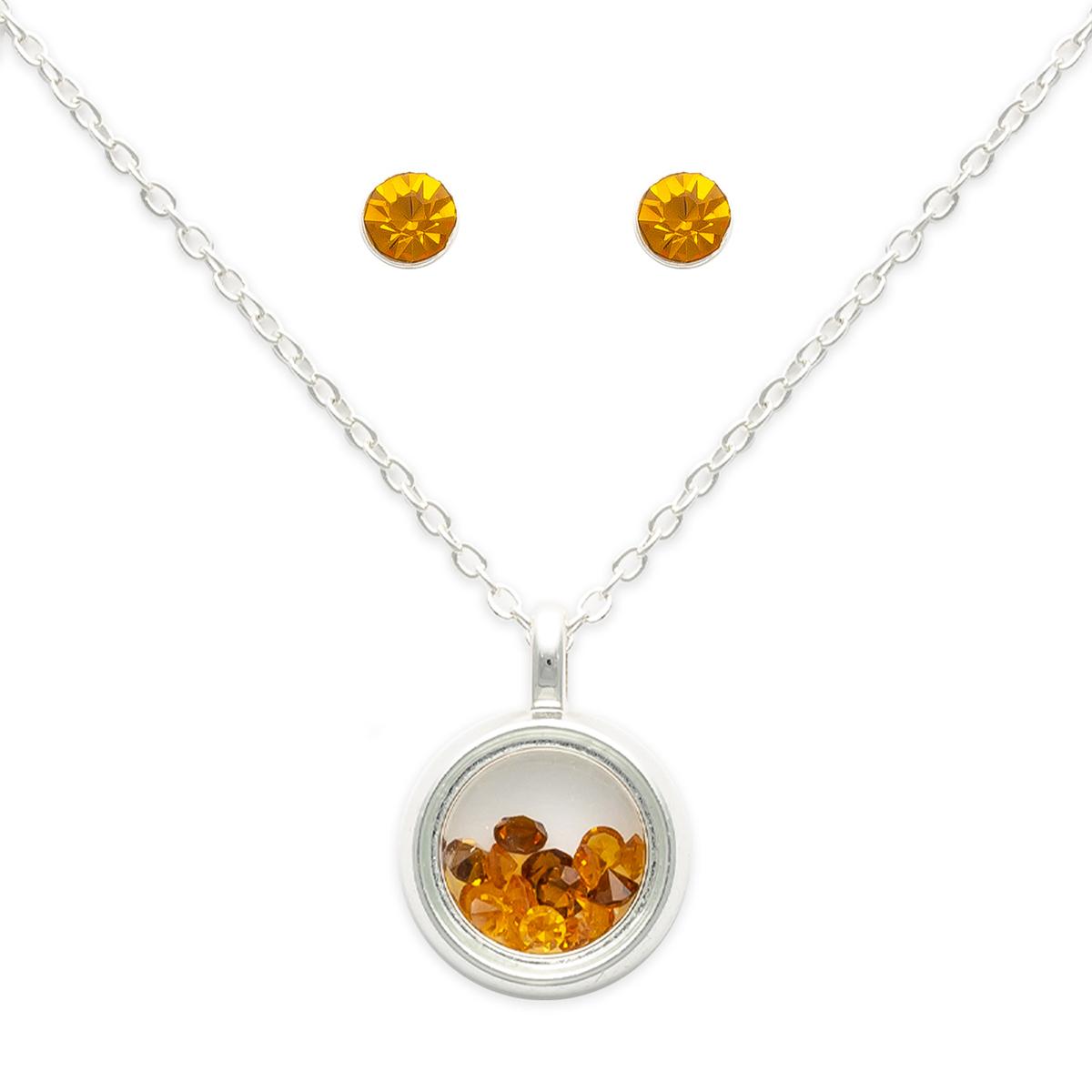 November Mini Birthstone Shaker Necklace & Earring Set