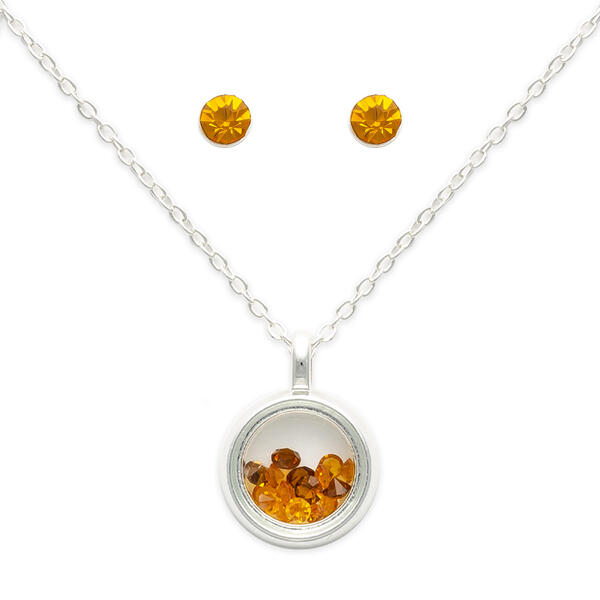 November Mini Birthstone Shaker Necklace & Earring Set - image 