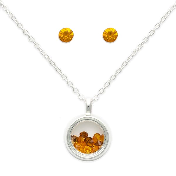 November Mini Birthstone Shaker Necklace & Earring Set
