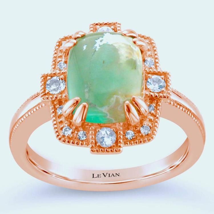 Le Vian(R) 14kt. Strawberry Gold Peacock Aquaprase Statement Ring