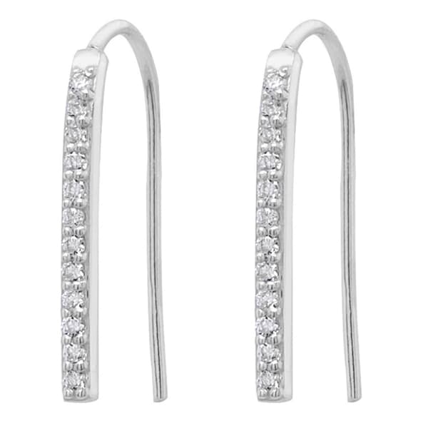 Marsala CZ Sterling Silver Linear Drop Earrings - image 