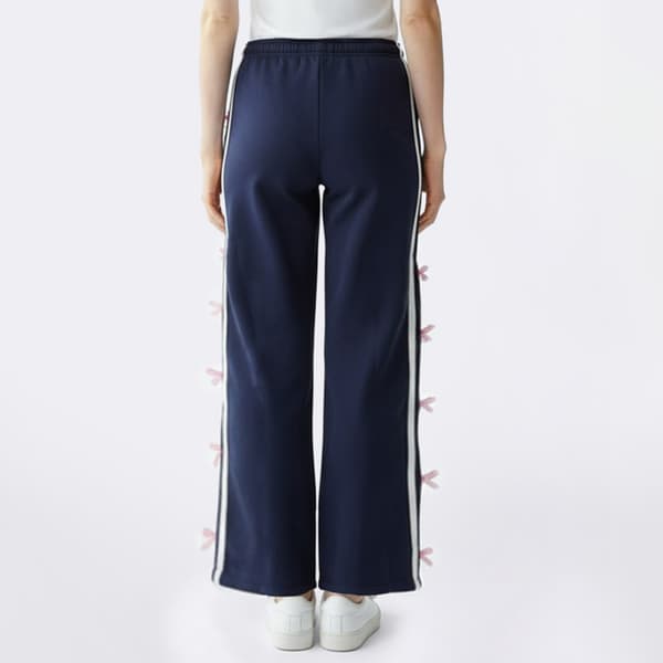 Juniors Derek Heart Wide Leg Fleece Sweatpants with Gingham Bow