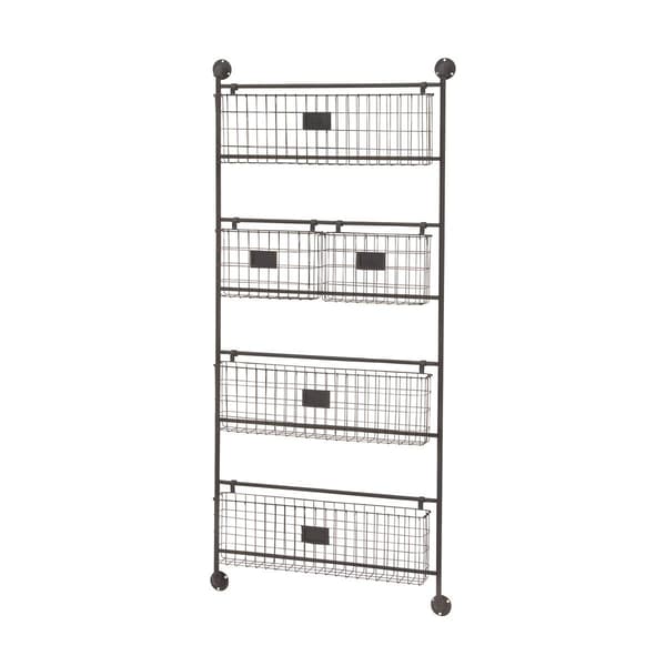 9th & Pike&#174; Large Black Metal Basket Wall Rack