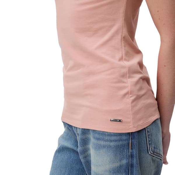 Womens Calvin Klein Short Sleeve Rouched Shoulder Knit Blouse