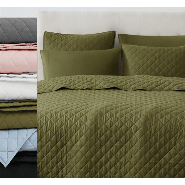 Cannon Solid Oversized Percale 3pc. Quilt Set