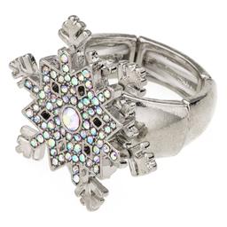Silver-Tone Snowflake Stretch Ring