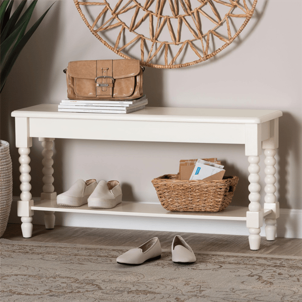 Baxton Studio Bayard Accent Bench with Bobbin Legs