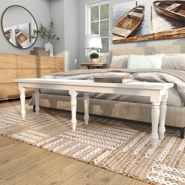 9th & Pike® Farmhouse White Wood Entryway Bench