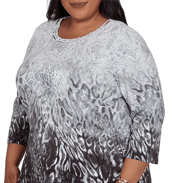 Plus Size Alfred Dunner Classics 3/4 Sleeve Ombre Abstract Blouse