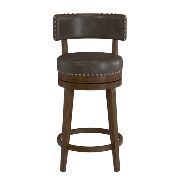 HH2 Home Lawton Brown Upholstered Swivel Counter Height Stool