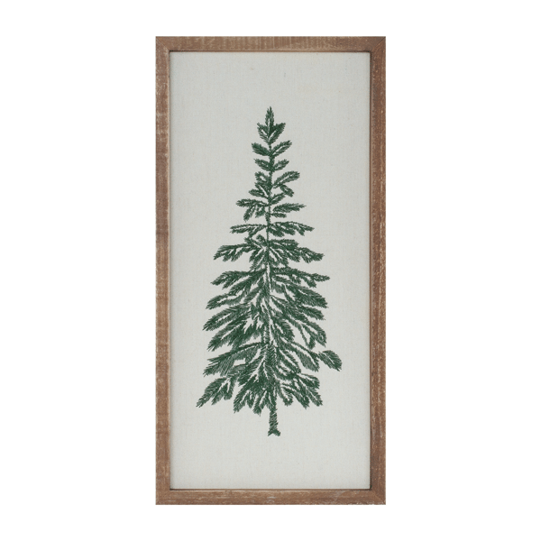 Melrose Embroidered Pine Tree Framed Wall Art - Set of 2