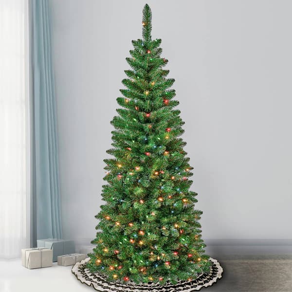 National Tree 6ft Rowan Pencil Slim Tree w/ 250 Multi-Color Light