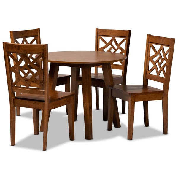 Baxton Studio Rava Walnut Brown Finished Wood 5pc. Dining Set - image 