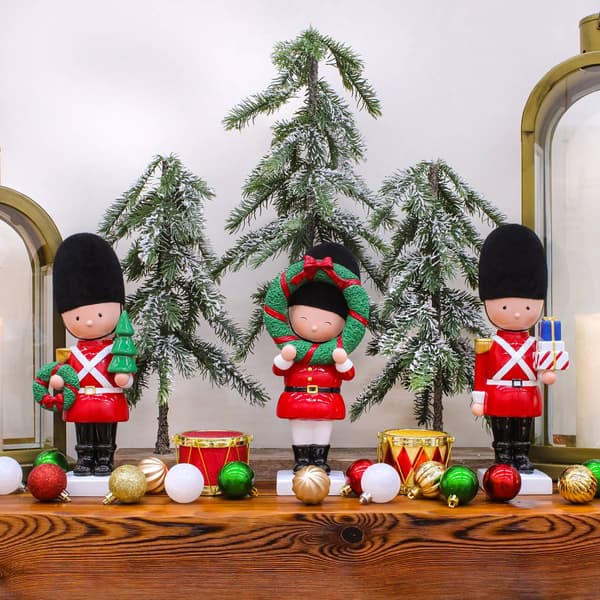 National Tree Christmas Soldier Holding Tree & Wreath Figurine