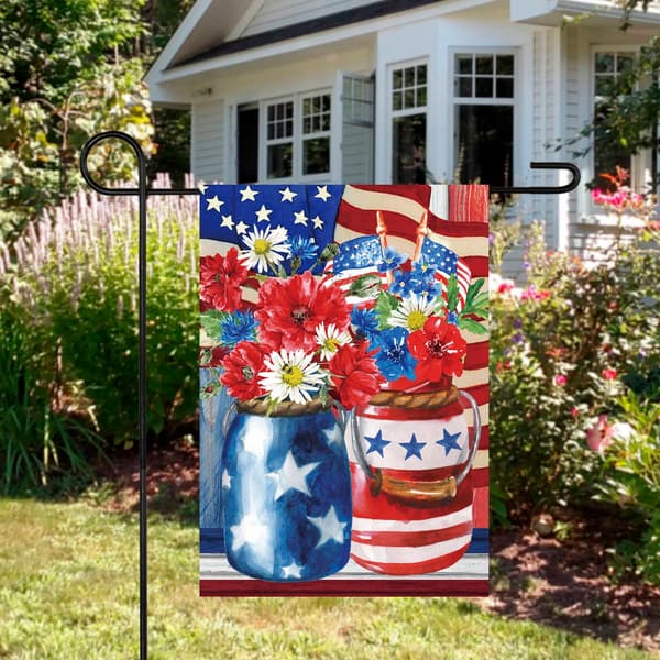 Northlight Seasonal Americana Floral Bouquet Garden Flag