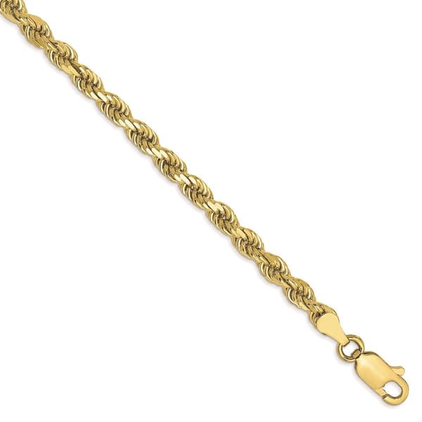 Mens Gold Classics&#40;tm&#41; 10kt. Semi-Solid Rope 8in. Chain Bracelet - image 