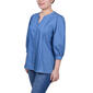 Womens NY Collection 3/4 Roll Sleeve Denim Button Down Blouse - image 4