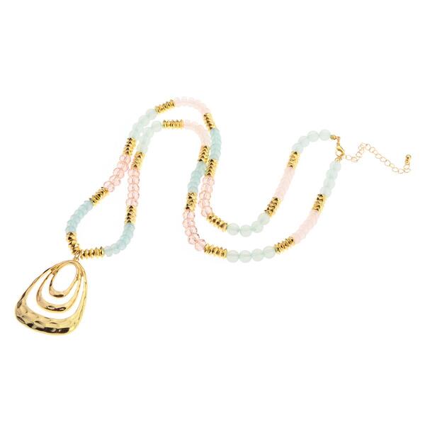 Ashley Cooper&#40;tm&#41; Gold-Tone Mint & Blush Long Pendant Necklace - image 