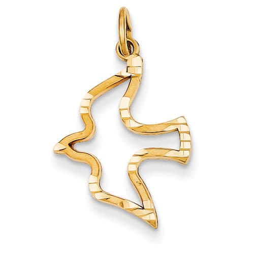 Gold Classics(tm) 14kt. Satin & Diamond Cut Dove Charm - image 