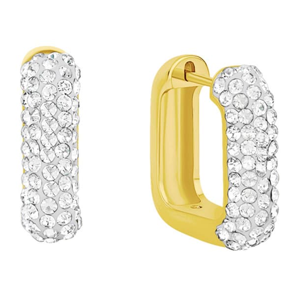 Marsala Gold Plated CZ Pave Square Hoop Earrings - image 