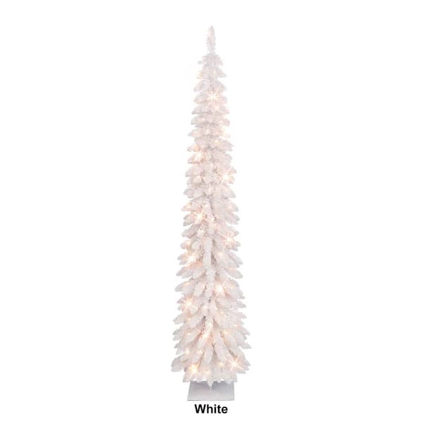 Puleo International 7ft. Pre-Lit Flocked Alpine Christmas Tree