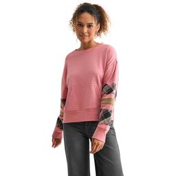 Womens CITY BLUES Long Plaid Sleeve Sweatshirt