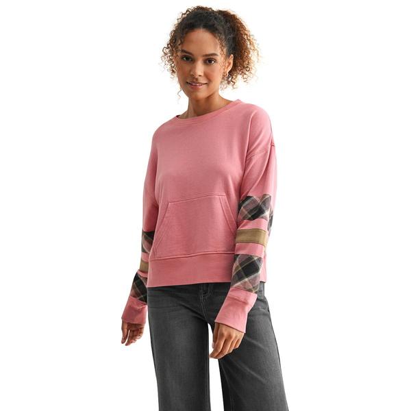 Womens CITY BLUES Long Plaid Sleeve Sweatshirt - image 