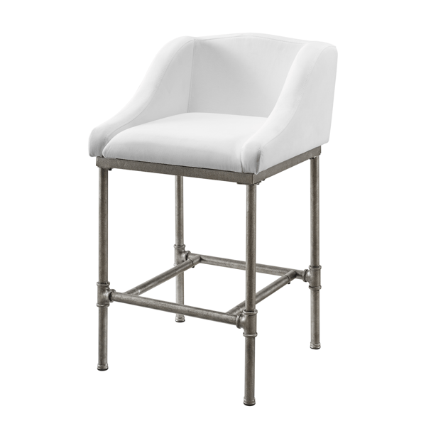 HH2 Home Dillon Low Profile Wingback White Counter Height Stool