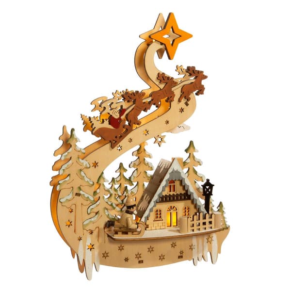 Kurt S. Adler 11.8in. Light Up Wooden Christmas Village