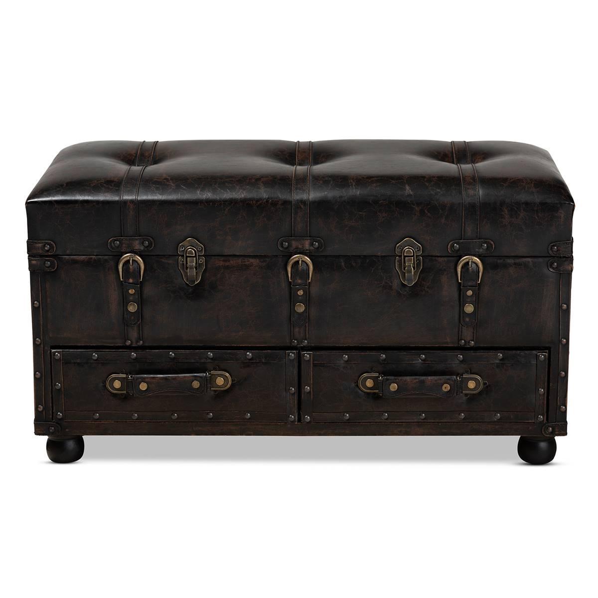 Baxton Studio Callum 2 Drawer Storage Trunk Ottoman