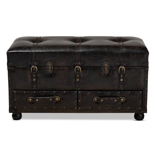 Baxton Studio Callum 2 Drawer Storage Trunk Ottoman
