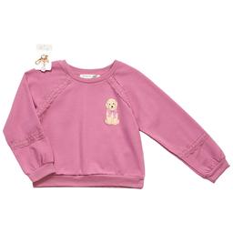 Girls (7-12) BTween(R) Long Sleeve Fleece Dog Crew w/ Lace