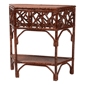 bali & pari Gaspar Marbled Tortoise Natural Rattan Console Table - image 1