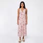 Juniors Pink Rose Floral Mesh Empire Waist Halter Midi Dress-Rose - image 1