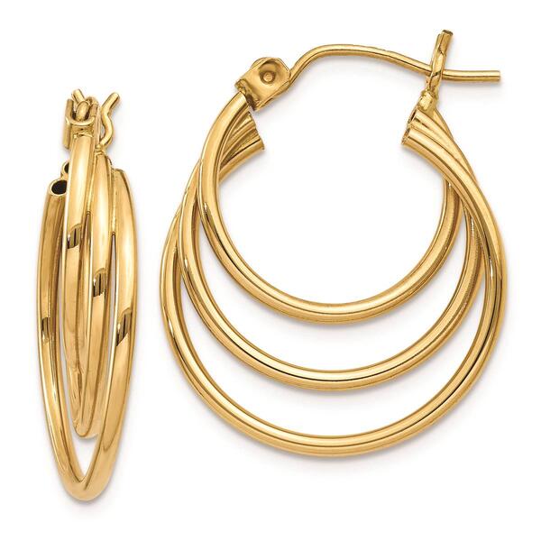 Gold Classics(tm) 14kt. Yellow Gold Triple Hoop Earrings - image 