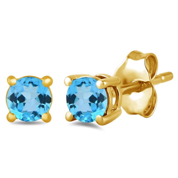 Gemstone Classics(tm) Gold over Silver Created Blue Topaz Earrings