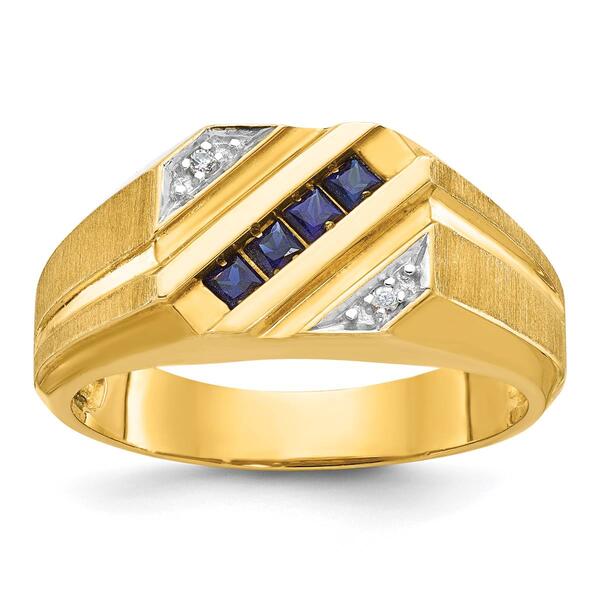 Mens Gentlemens Classics&#40;tm&#41; 14kt. Gold Created Blue Sapphire Ring - image 