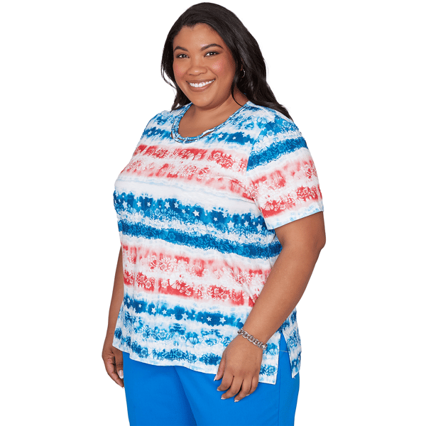 Plus Size Alfred Dunner Lady Liberty Americana Tie Dye Blouse