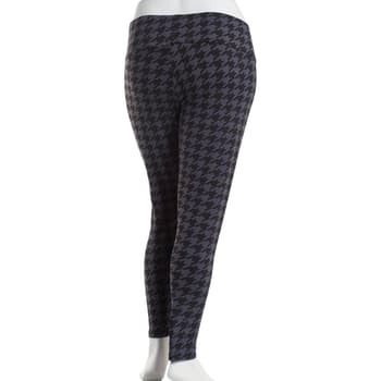 Juniors Plus Feathers Houndstooth High Rise Fleece Leggings