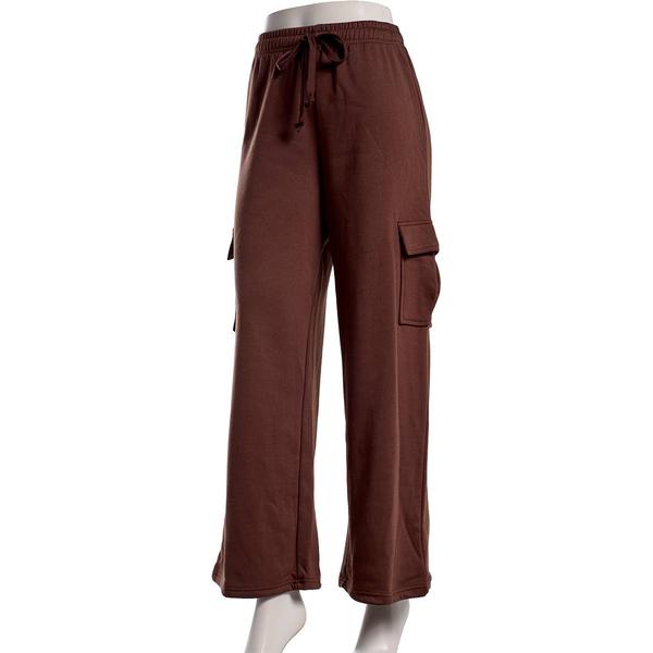 Juniors Cotton Candy Fleece Cargo Pocket Wide Leg Sweatpants - image 