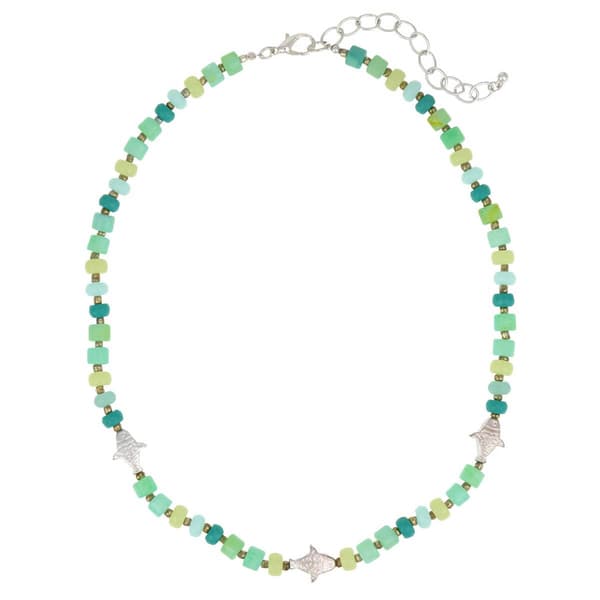 Ashley Cooper(tm) Aqua Multi Short Beaded Necklace w/ Fish Stations - image 