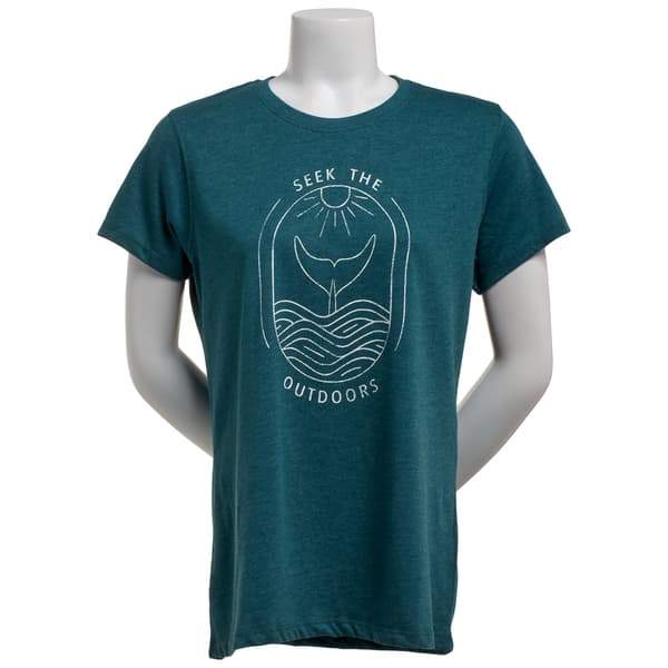 Womens Reel Pro Fishing Fish Tail Seek The Outdoors Graphic Tee - image 